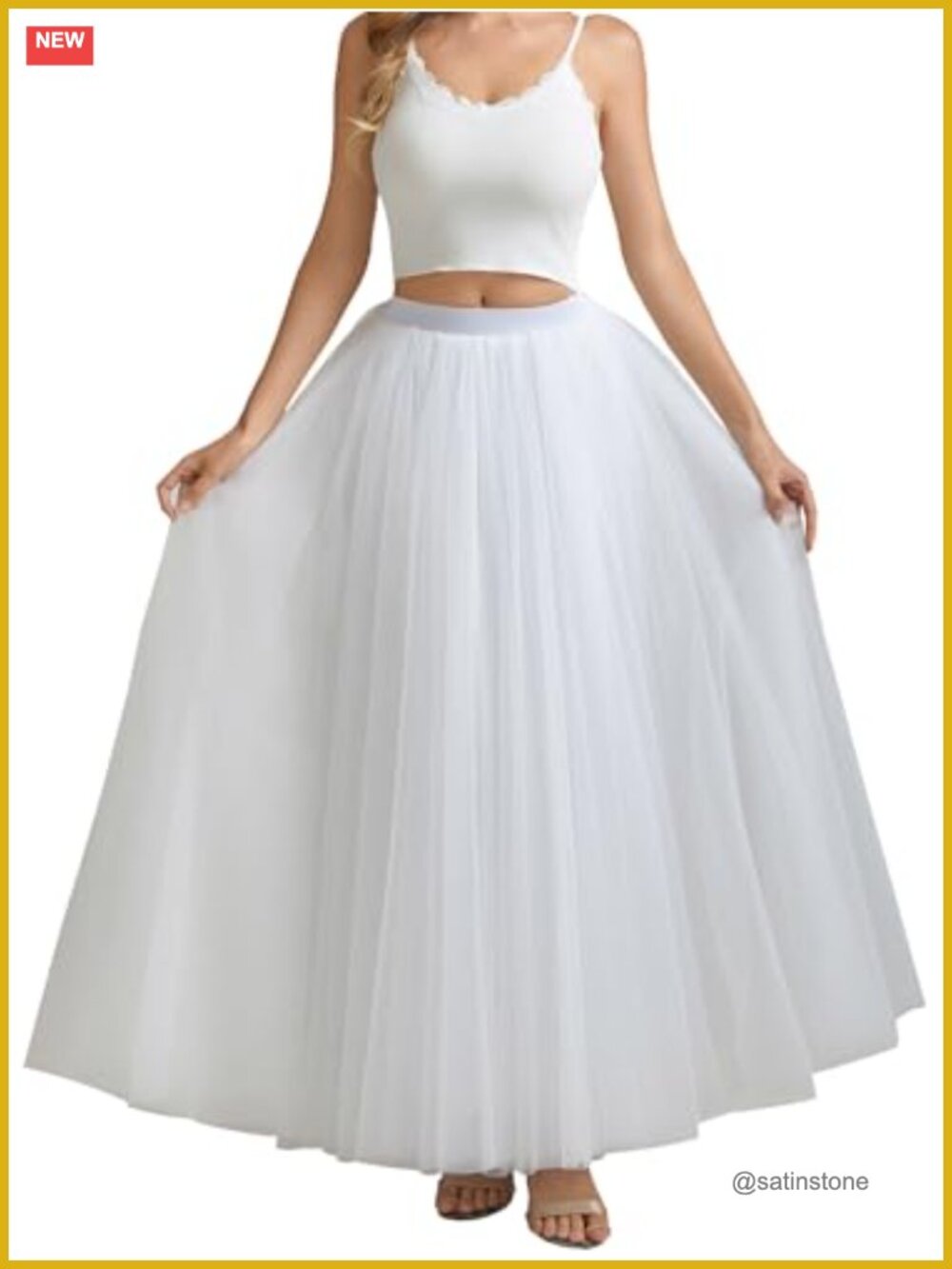 A-Line Tulle Maxi Skirt High Waisted Prom Evening